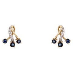 Modern Second- Hand Sapphire 18 Karat Yellow Gold Knot Earrings