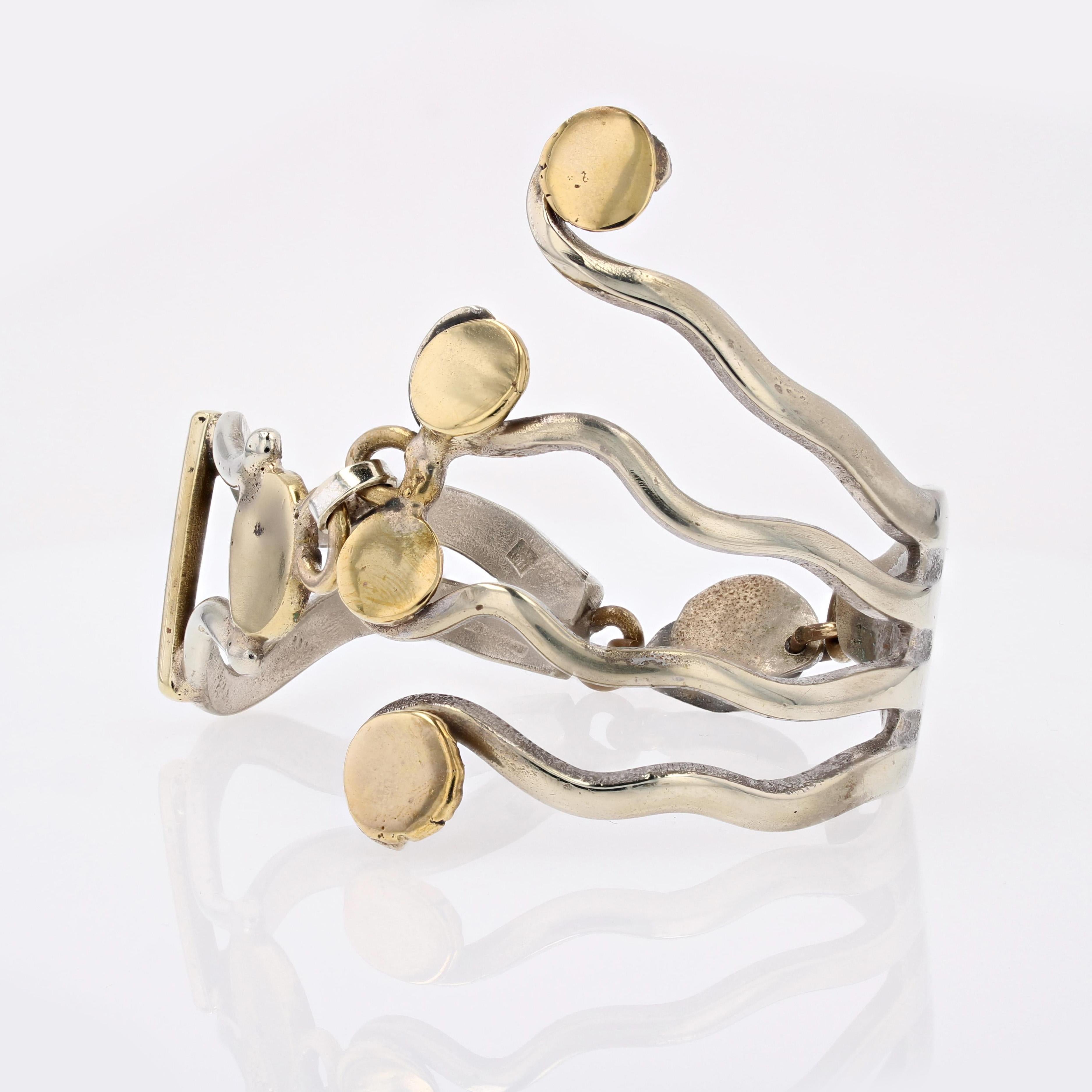 Modern Second Hand Silver French Designer Fork Bracelet In Good Condition For Sale In Poitiers, FR
