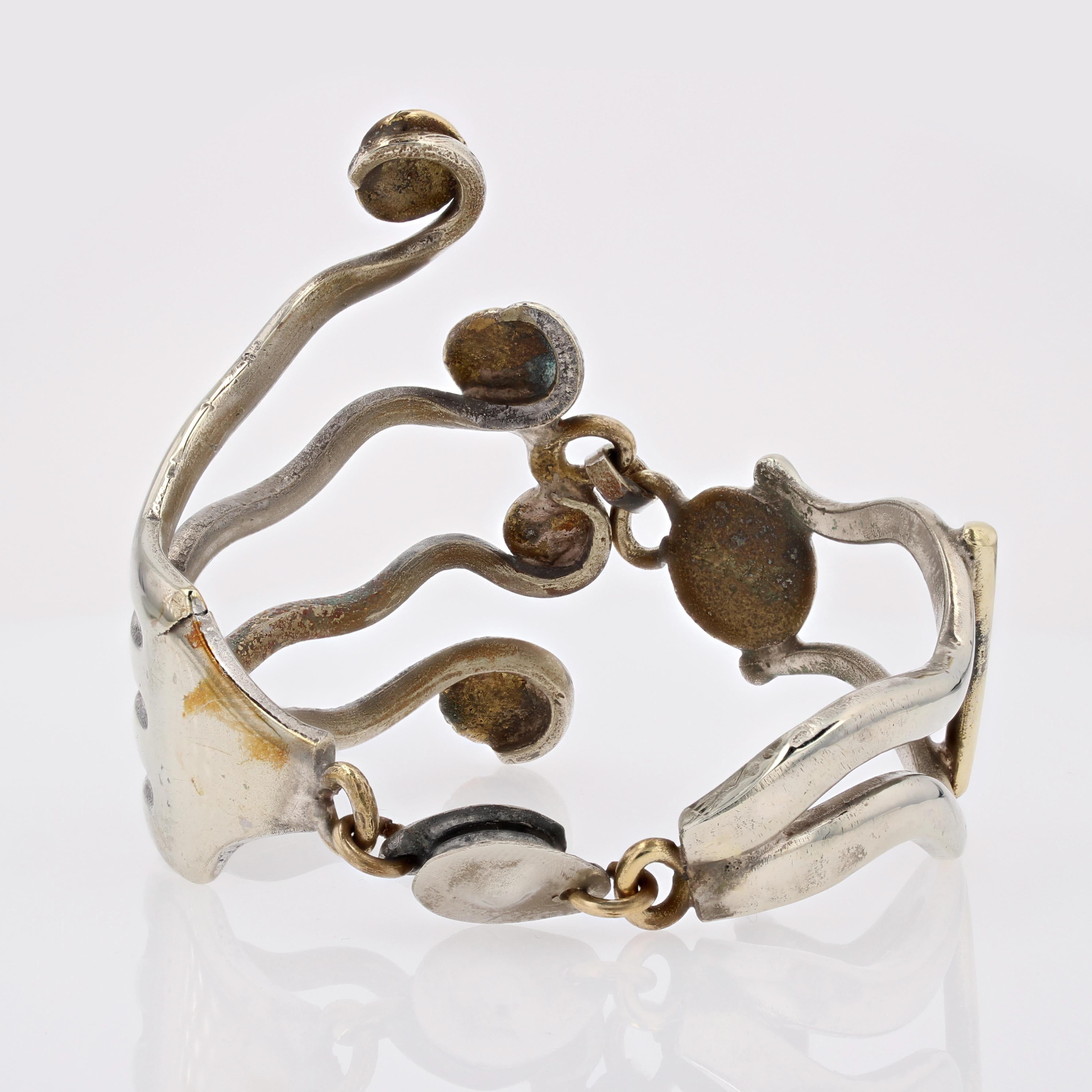 Modern Second Hand Silver French Designer Fork Bracelet For Sale 3