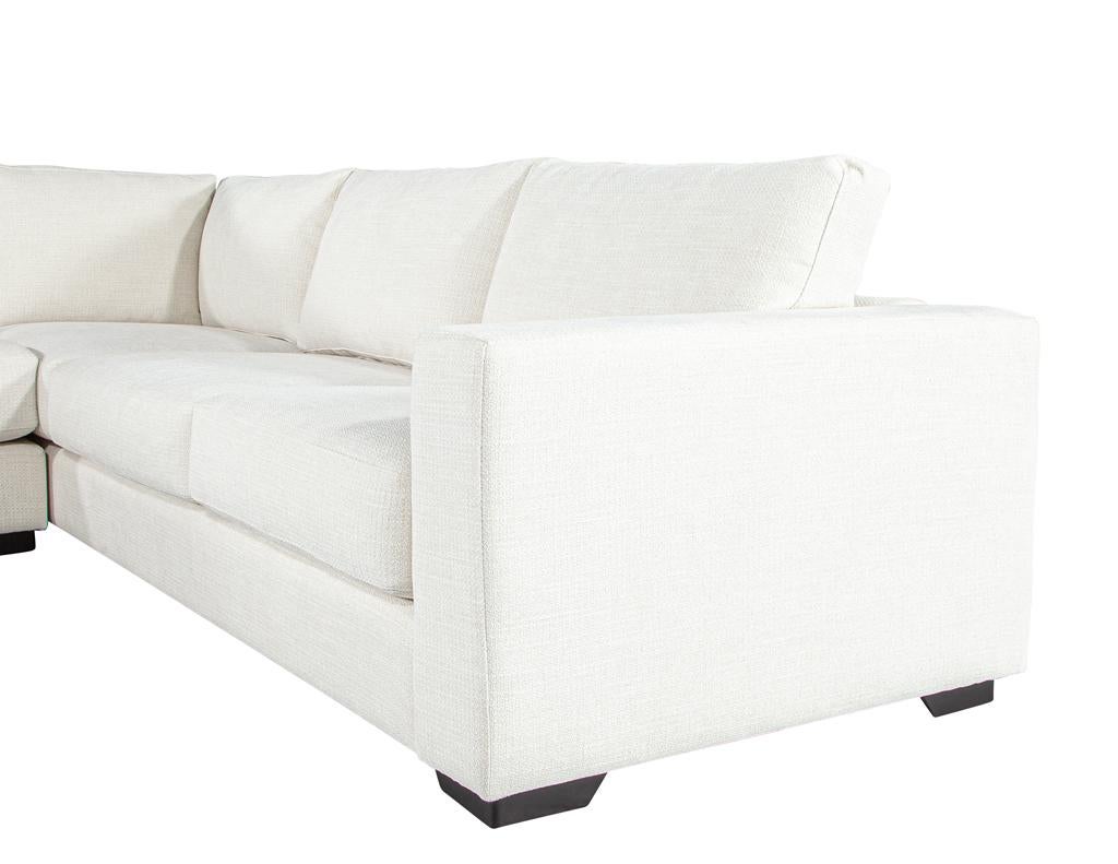 Contemporary Modern Sectional Sofa in Textured High-performance Fabric For Sale