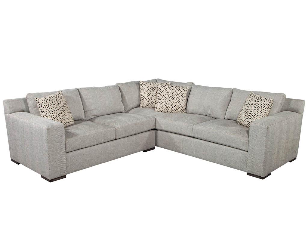 Modern sectional sofa Jeffrey by EJ Victor. Featuring textured linen fabric and sleek contemporary design. Made in USA by EJ Victor, throw pillows are not included.
Price includes complimentary scheduled curb side delivery service to the