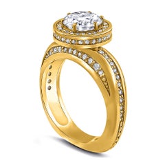 Modern Sensuality Diamond Halo Hope Engagement Wedding Ring Made in NYC