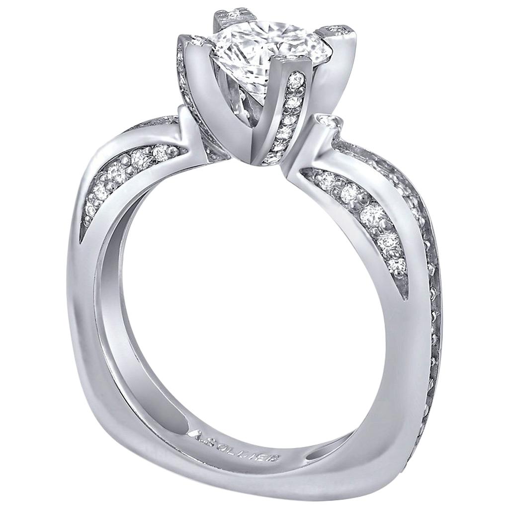 Sensualità moderna Anello di fidanzamento con diamante in platino Made in NYC