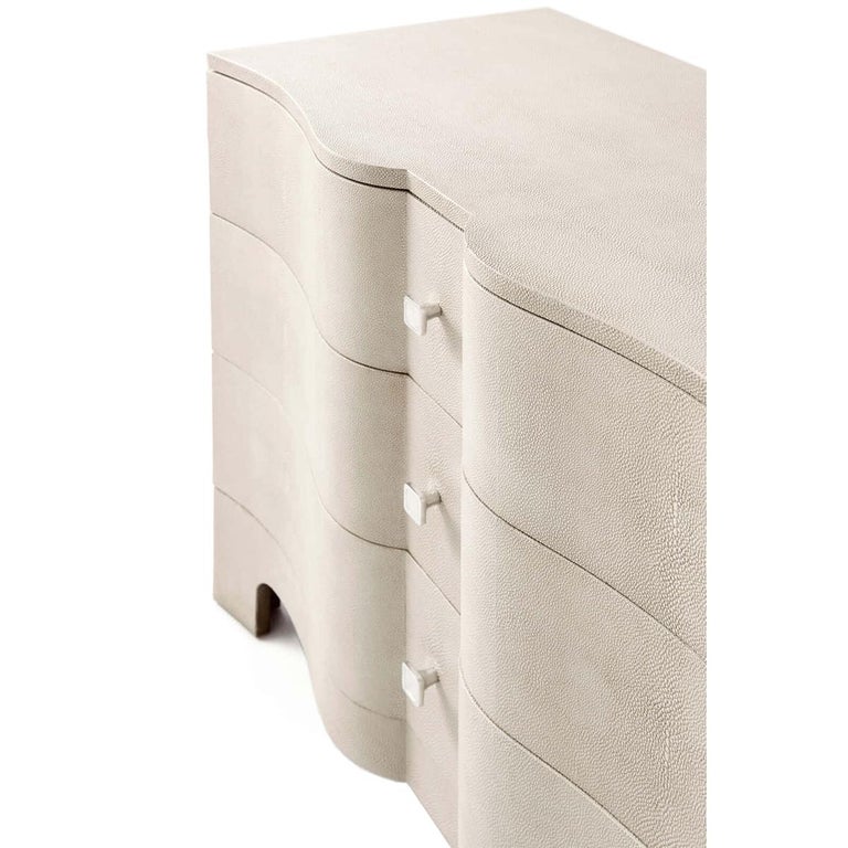 Modern Serpentine Leather Wrapped Nightstand For Sale 1