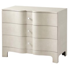 Modern Serpentine Leather Wrapped Nightstand