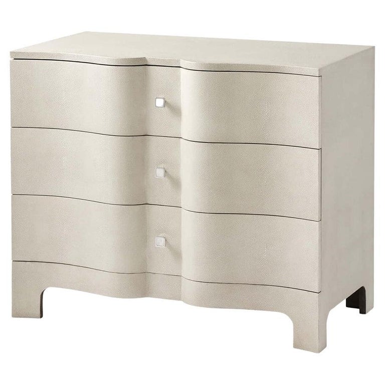 Modern Serpentine Leather Wrapped Nightstand For Sale