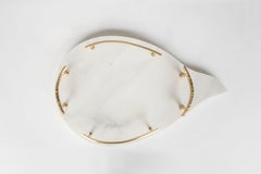 Modern Serving Tray Calacatta Marble Brass Handmade Portugal by Lusitanus Home