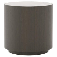 Ensemble de tables d'appoint modernes à tambour en bois, laque et verre, fabriquées à la main