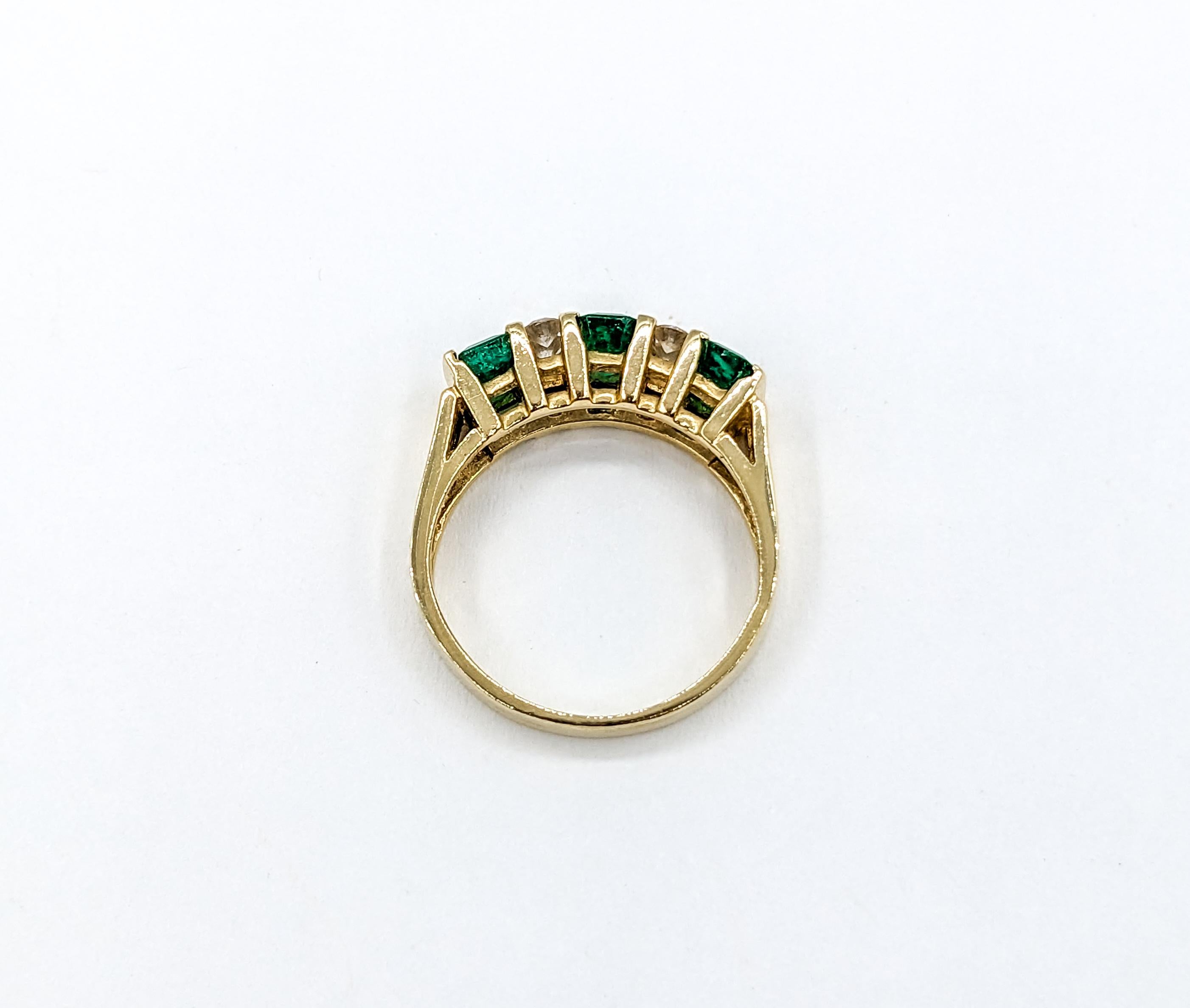 Modern Set Emerald & Diamond Band Ring For Sale 1