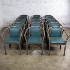 Modern Set of 15 MTS Dining or Waiting Room Chairs Gray Frames & Blue Vinyl