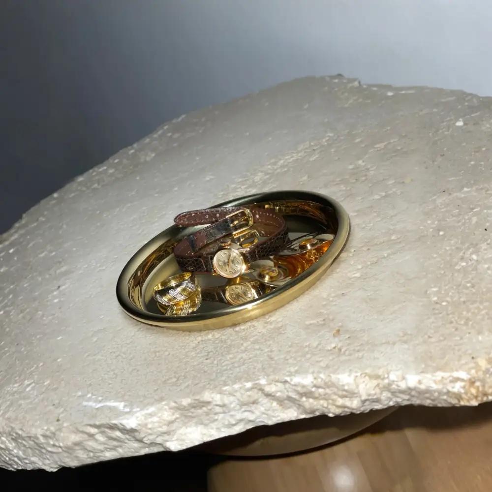 Italian Modern Set of 6 Brushed Brass Coasters, Made in Italy For Sale