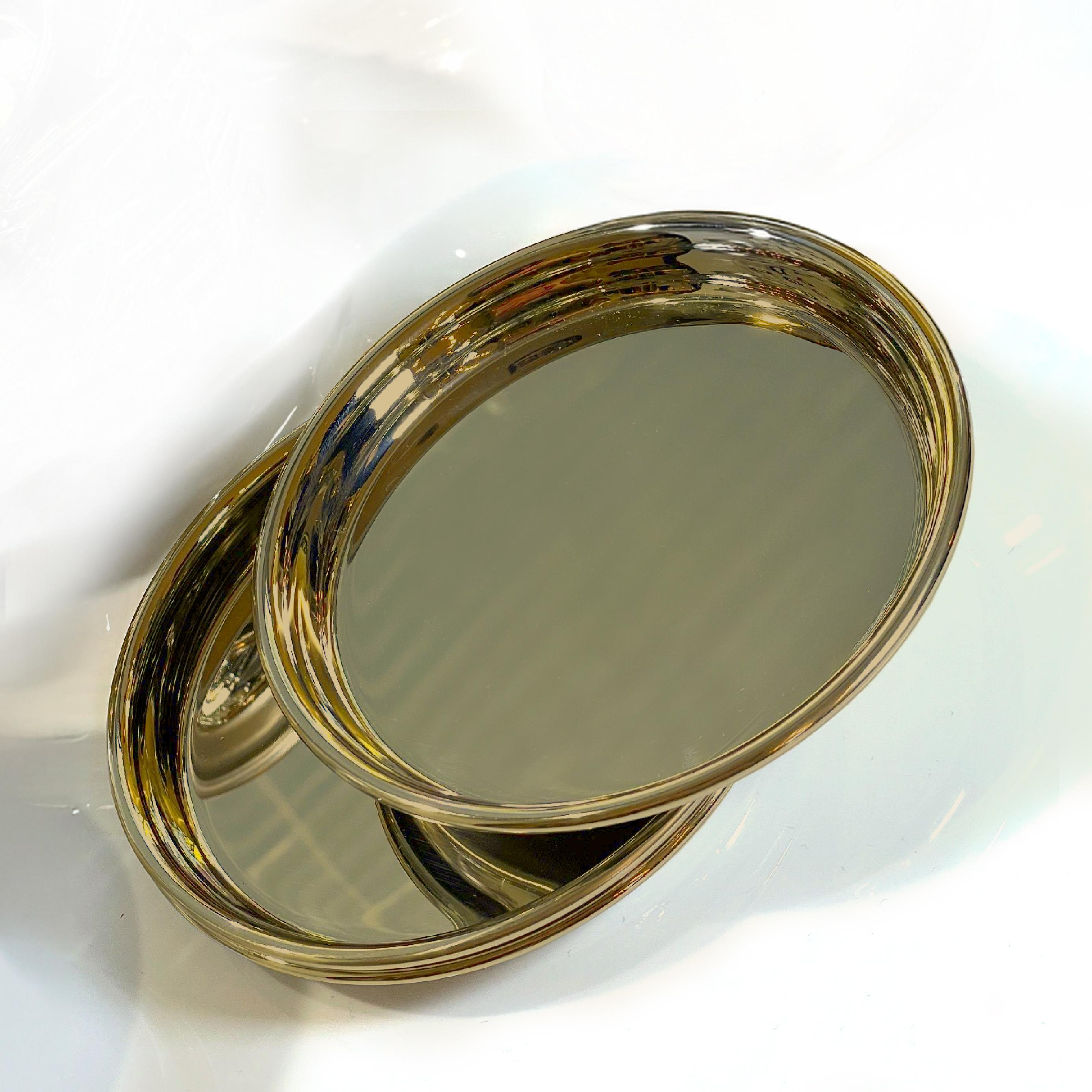 Modern Set of 6 Brushed Brass Coasters, Made in Italy For Sale 1