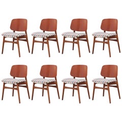 Modern Set of Eight Børge Mogensen for Soborg Mobler Danish Teak Dining Chairs