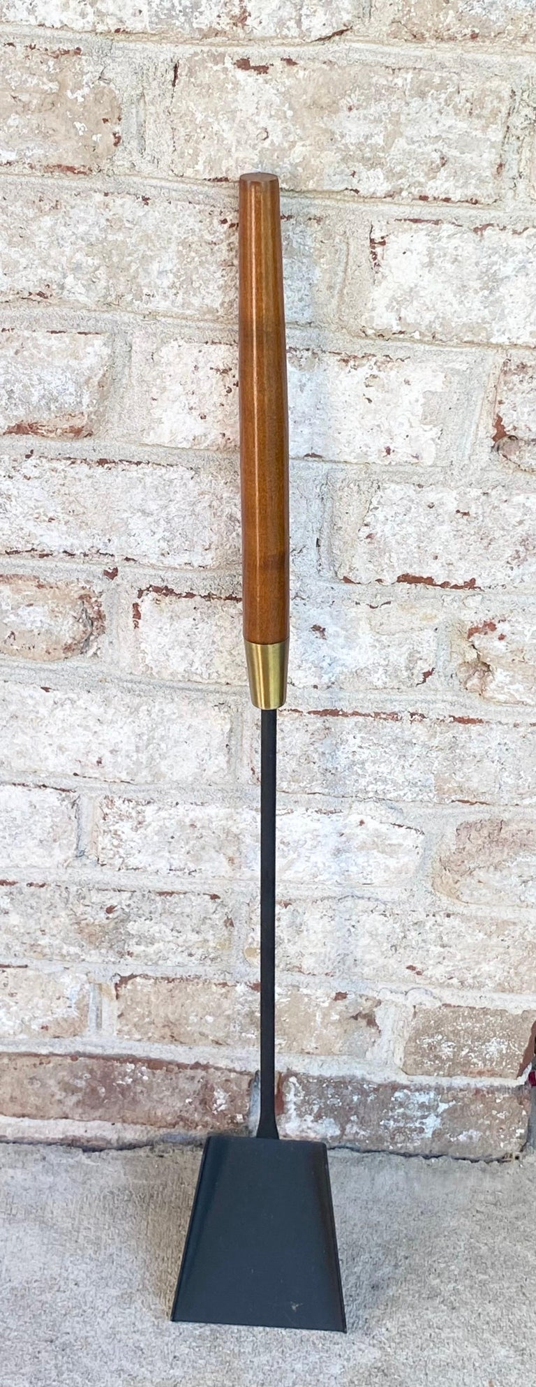 Modern set of Fireplace Tools with Wood Handles For Sale at 1stDibs