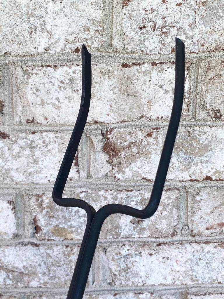 Modern set of Fireplace Tools with Wood Handles For Sale at 1stDibs