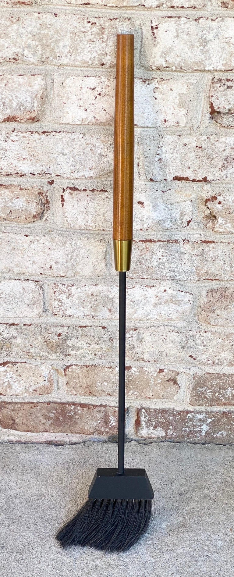 Modern set of Fireplace Tools with Wood Handles For Sale at 1stDibs