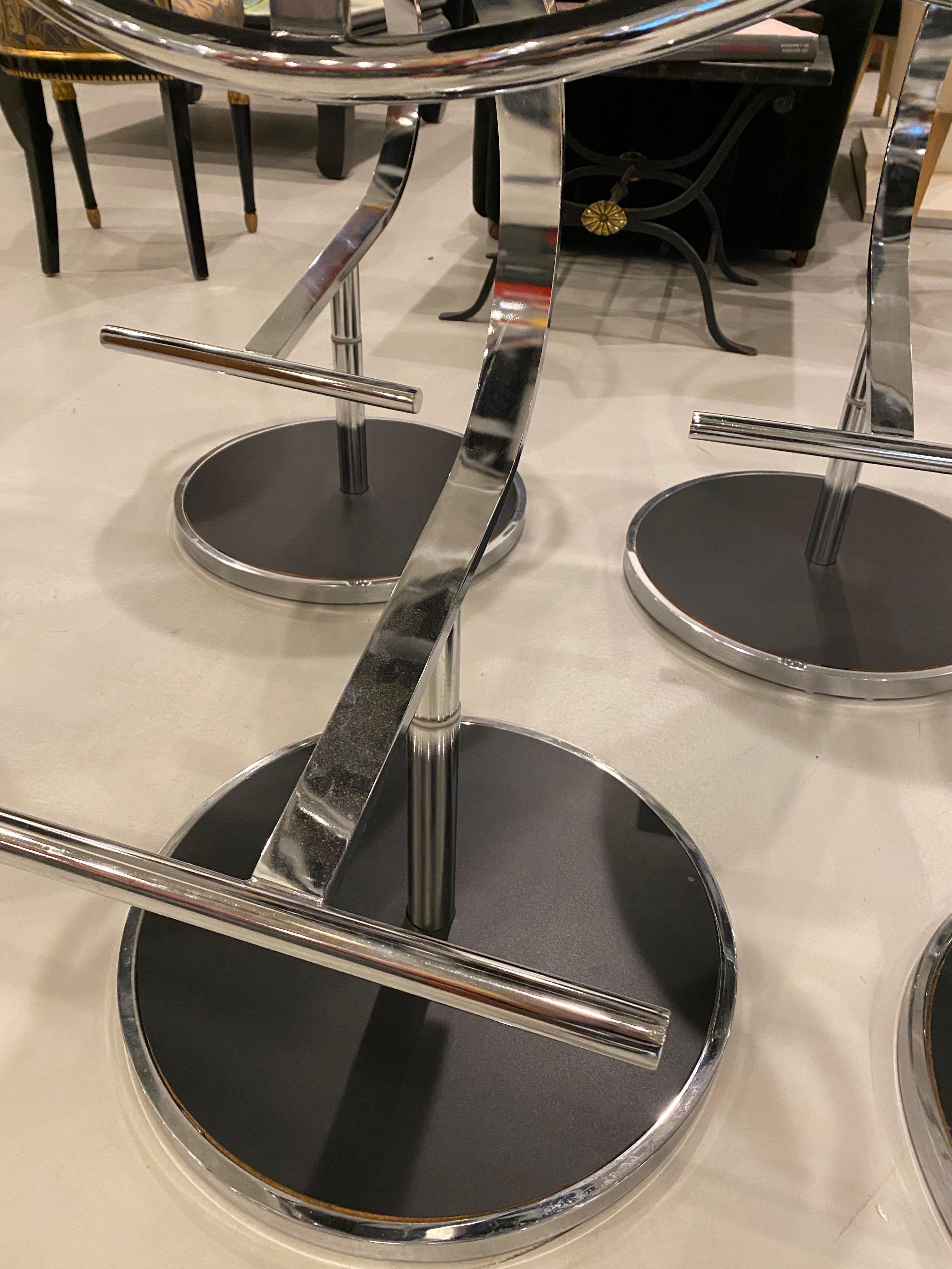 Modern Set of Five Chrome Bar Stools For Sale 4