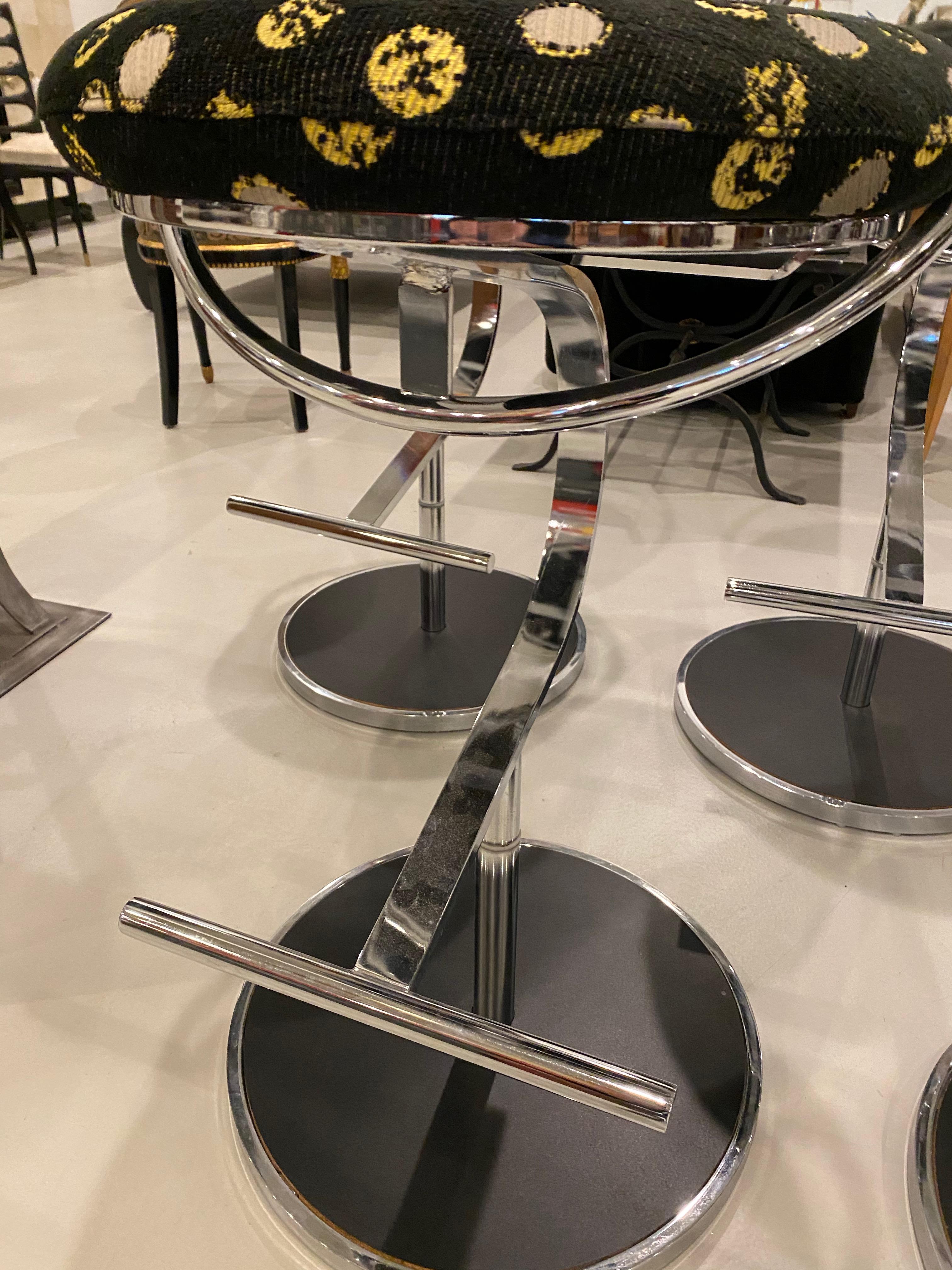 Modern Set of Five Chrome Bar Stools For Sale 5