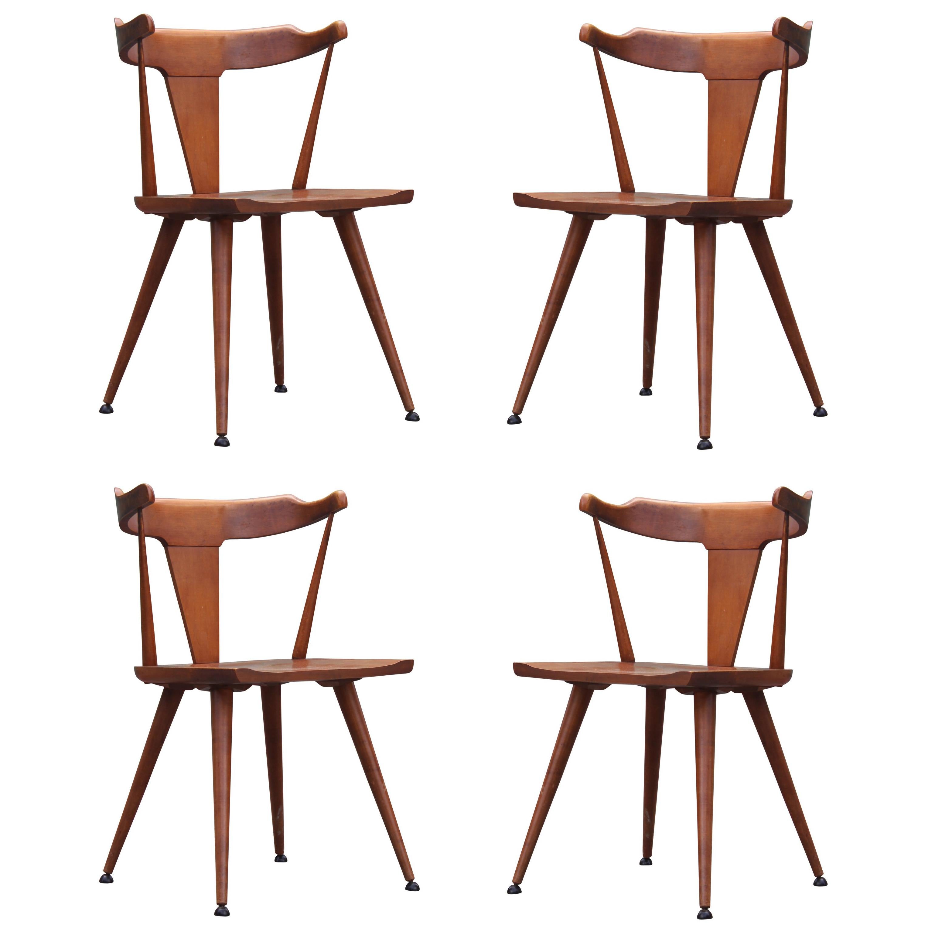 Modern Set of Four Paul McCobb Maple Spindle Back Dining Chairs Model #1530