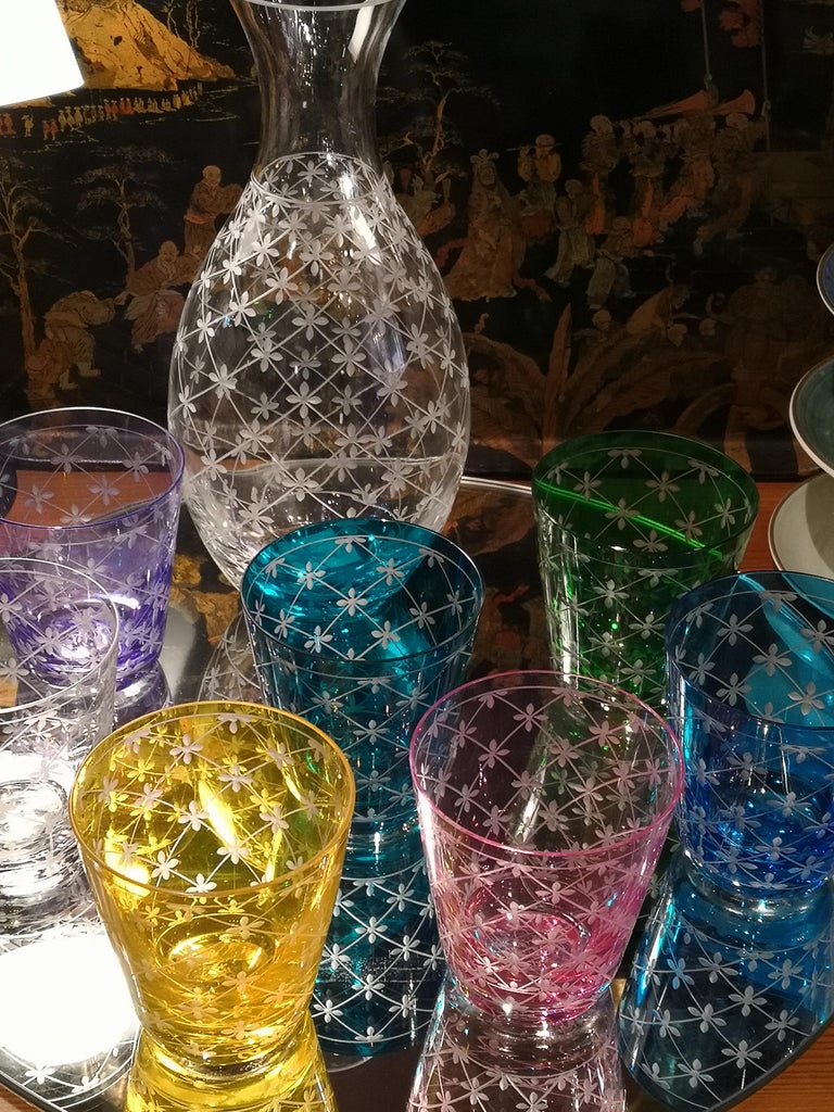 Contemporary Modern Set of Six Glass Tumbler Handblown Sofina Boutique Kitzbuehel For Sale