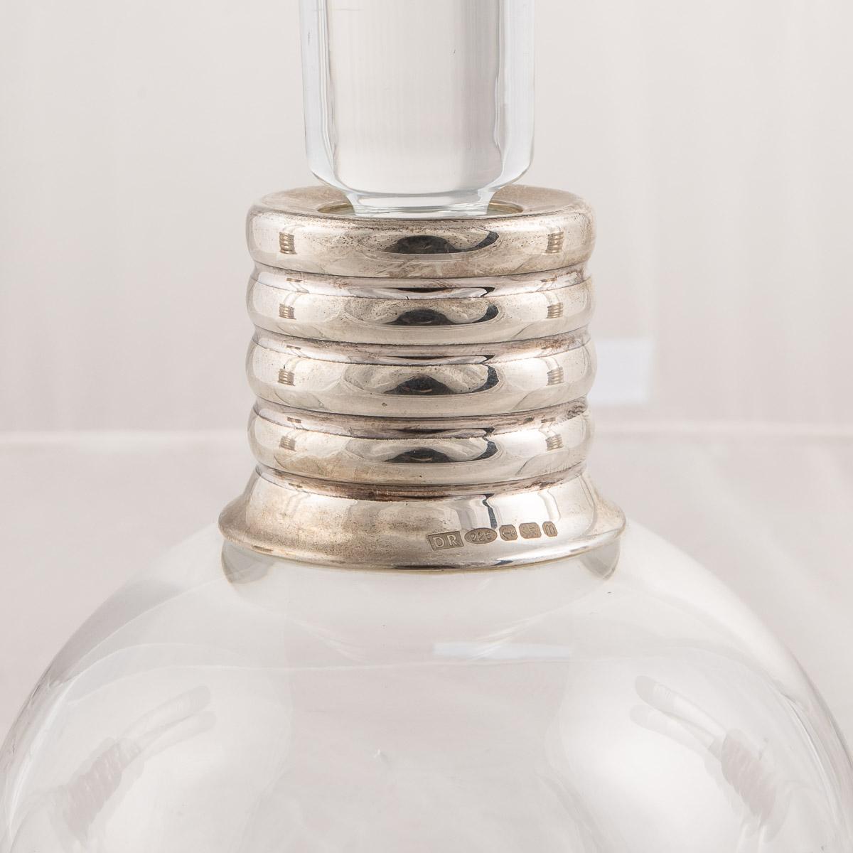 British Modern Set of Solid Silver & Glass Decanters, David Redman, C.2011