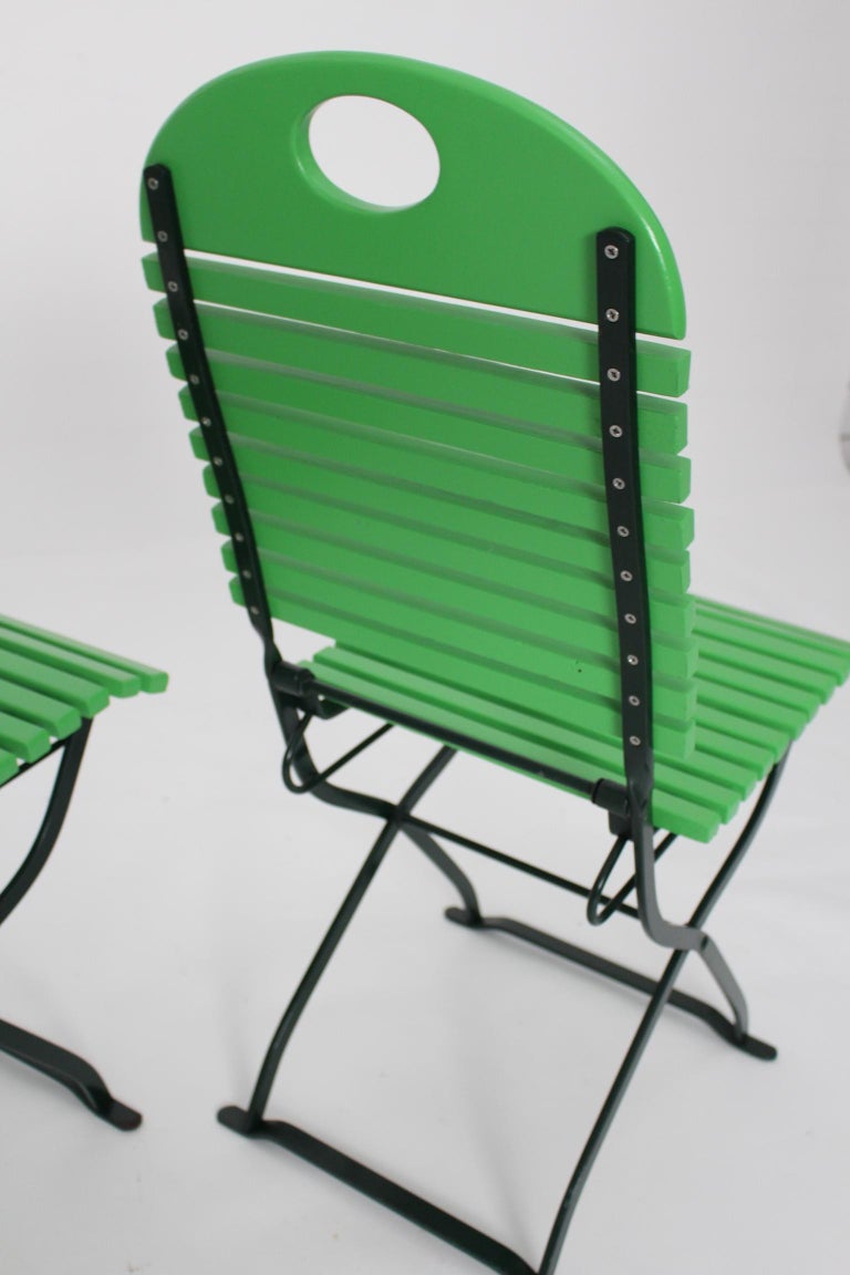 Modern Set of Ten Vintage Green Wood Metal Folding Garden ...