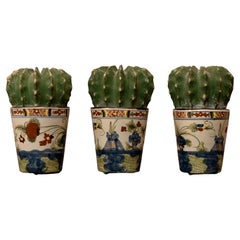 Modern Set of Three Faenza Ceramic Cactus Vases