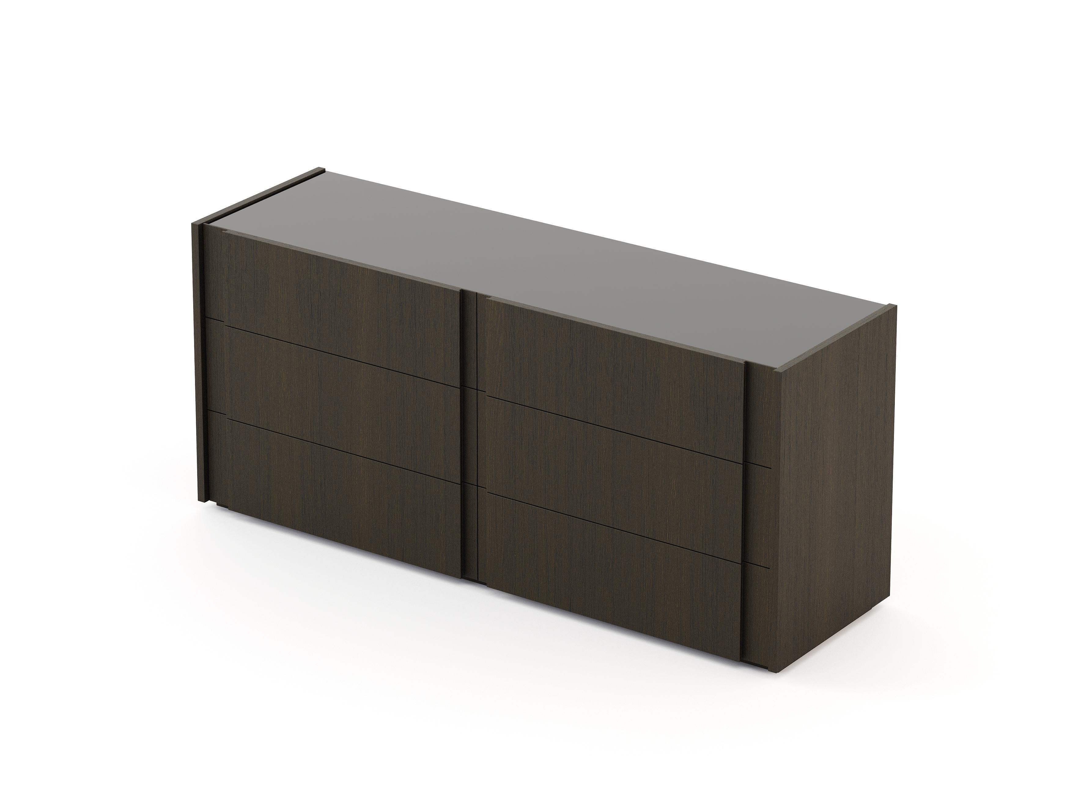 Portuguese Modern Sevilha Chest of Drawers Made With Oak and Glass by Stylish Club For Sale