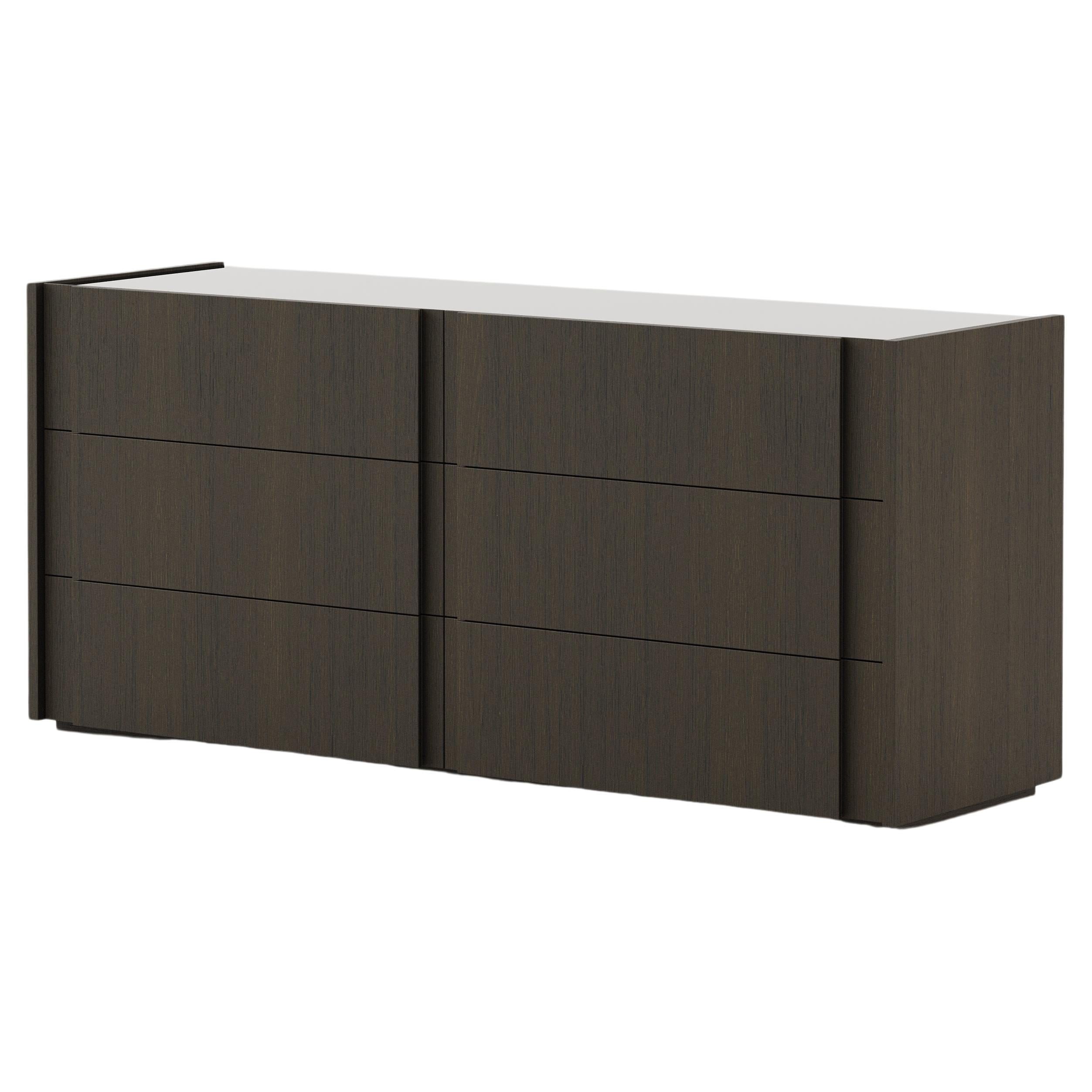 Modern Sevilha Chest of Drawers Made With Oak and Glass by Stylish Club For Sale