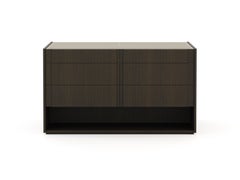 Modern Sevilha Island Chest of Drawers Made with Oak, Glass and Suede Details
