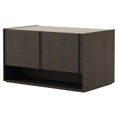 Modern Sevilha Island Chest of Drawers Made with Oak, Glass and Suede Details