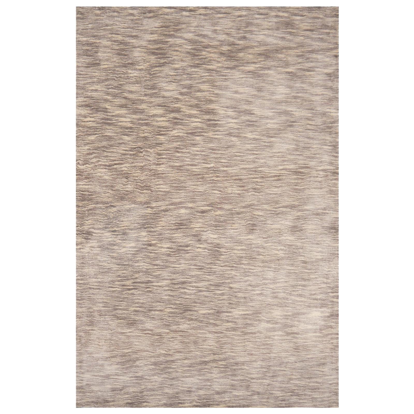 Modern Shades of Grey Tiger Design Tufted Bamboo Silk Rug