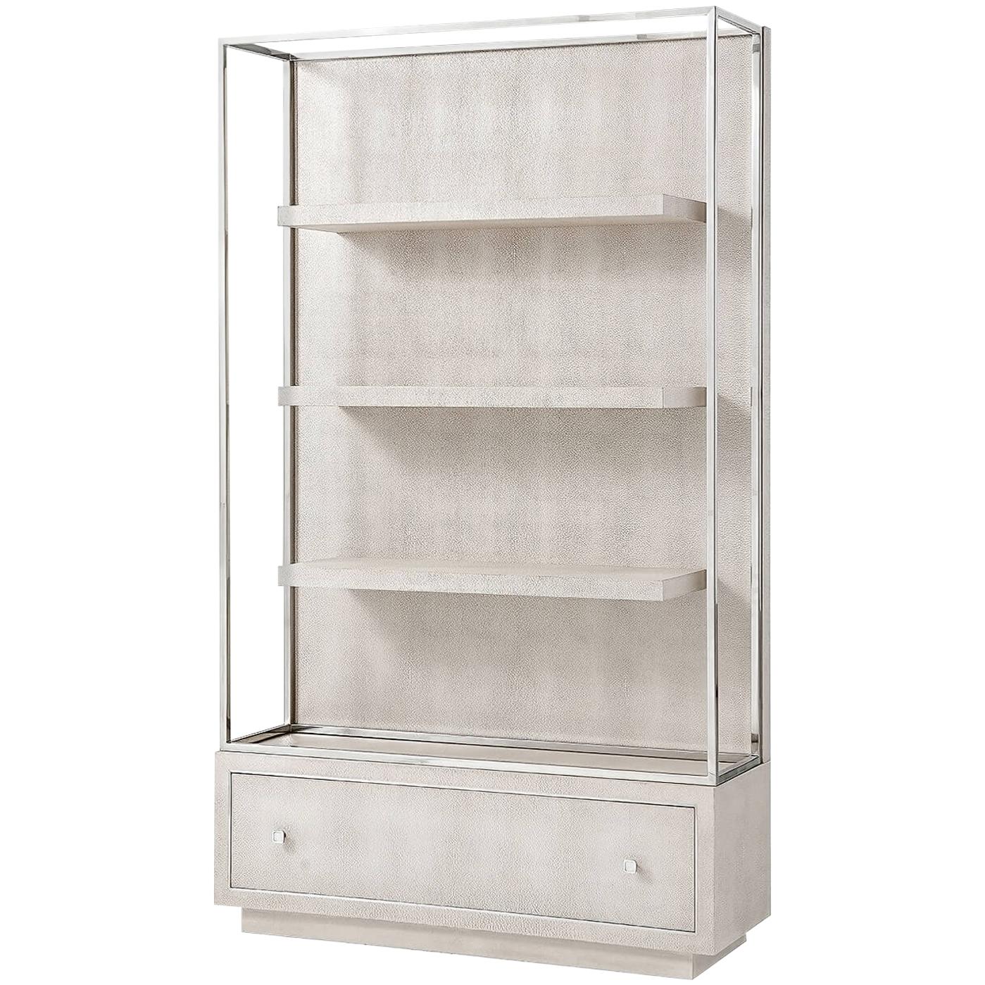 Modern Shagreen Bookcase, Light For Sale