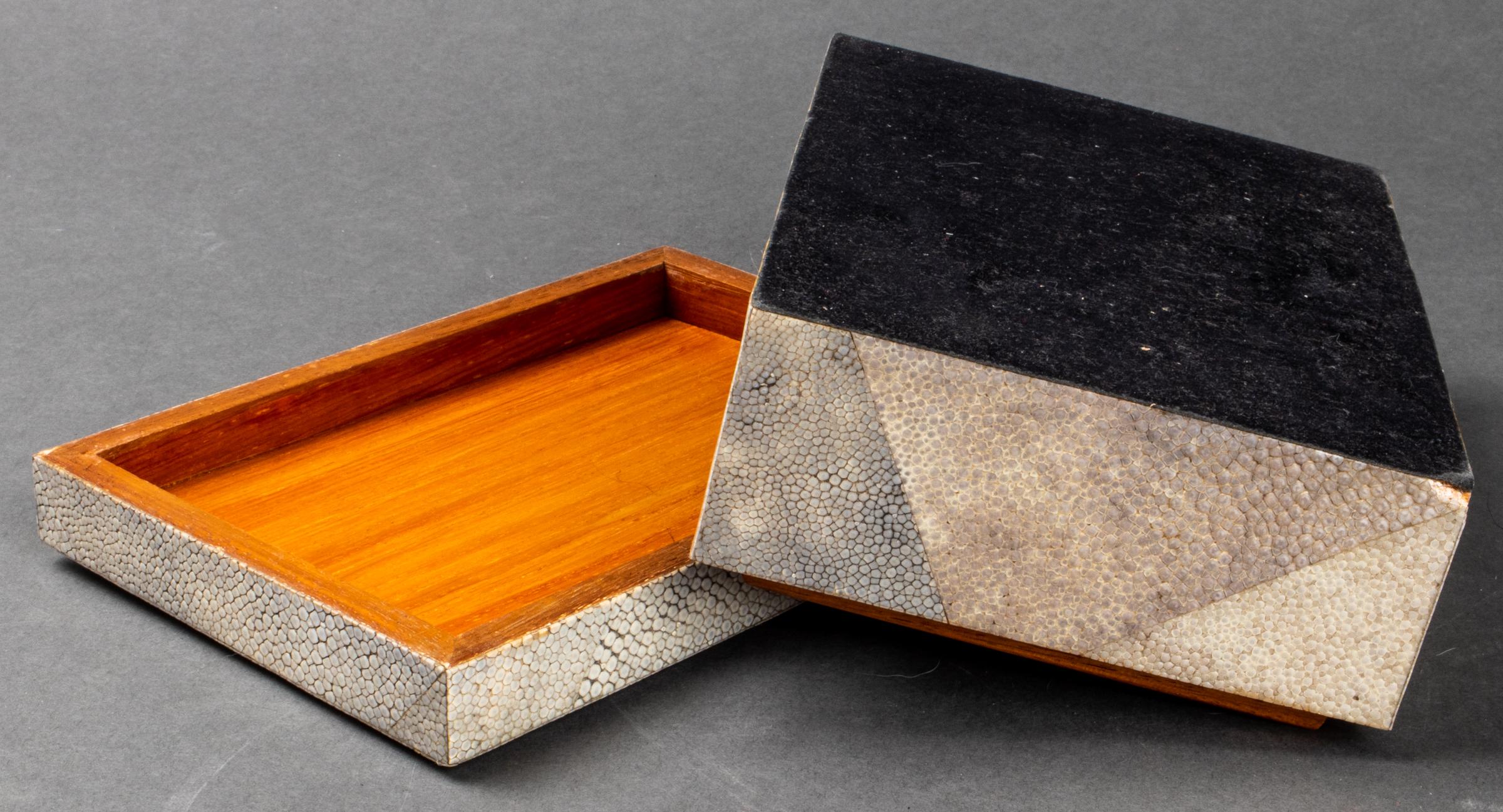 Modern Shagreen Clad Wood Dresser or Jewelry Box 1