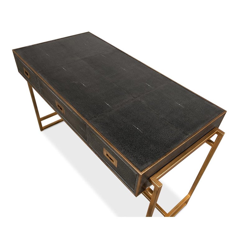 Contemporary Modern Shagreen Leather Desk For Sale