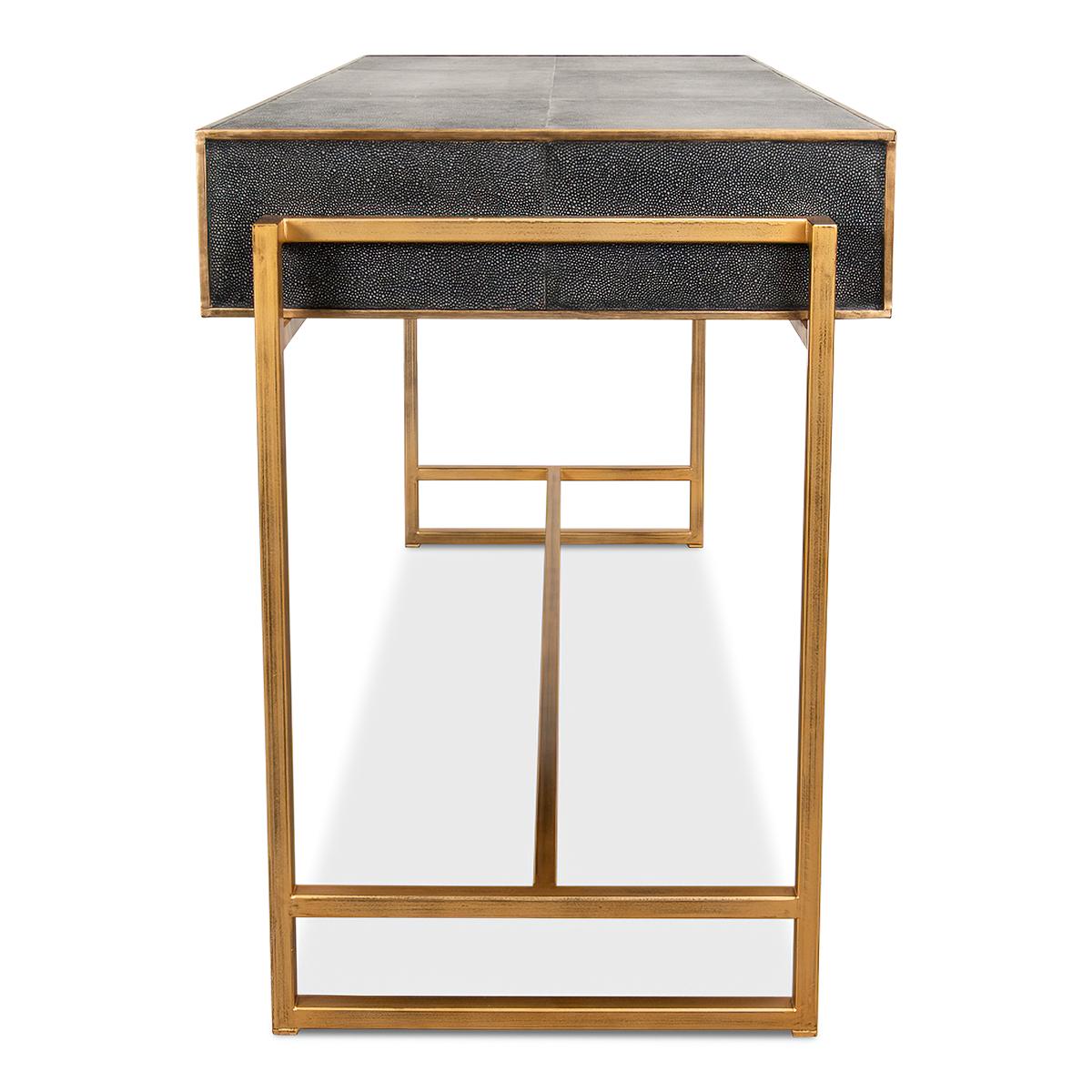 Metal Modern Shagreen Leather Desk For Sale