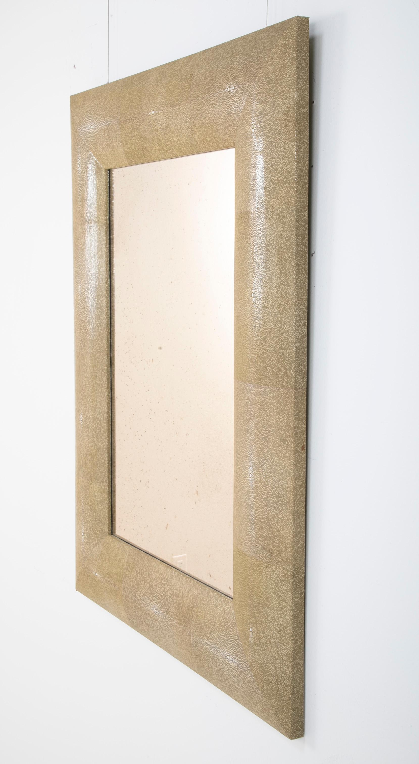 Modern Shagreen Rectangular Mirror In Good Condition In Stamford, CT
