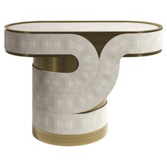 Modern Shagreen Side Table with Bronze-Patina Brass Inlay by R&Y Augousti