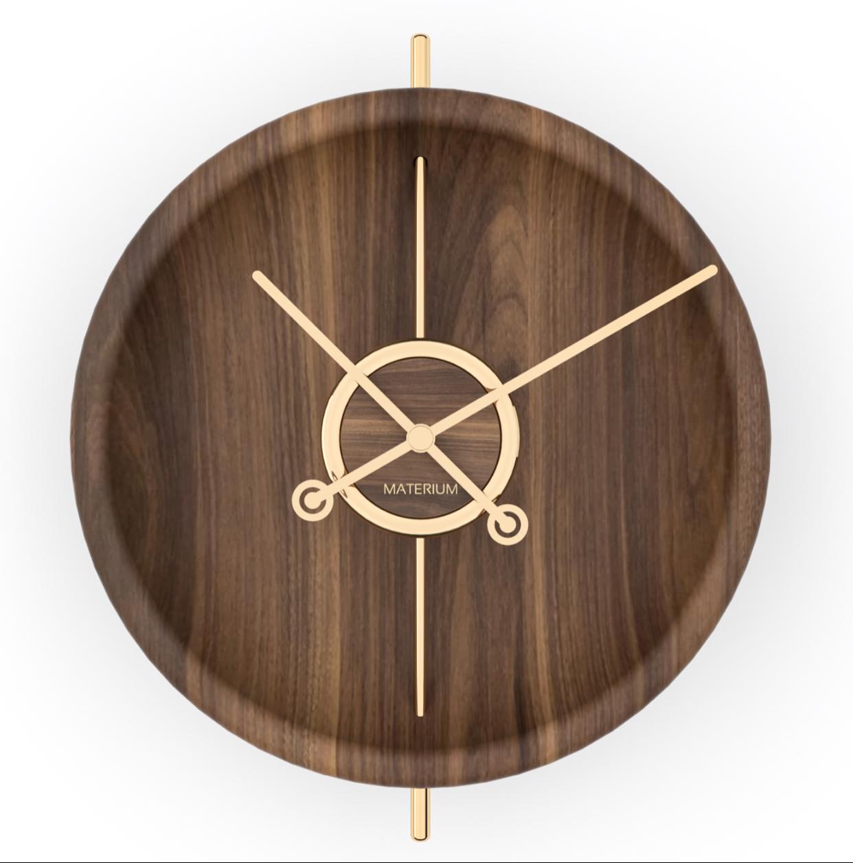 Italian Modern Shape Clock in Canaletto Walnut Wood, Italy, 2019