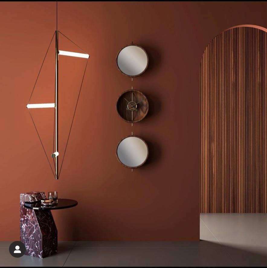 Contemporary Modern Shape Clock in Canaletto Walnut Wood, Italy, 2019