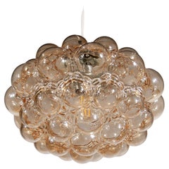 Modern Shaped Bubble Amber Art Glass Pendant Designed by Helena Tynell