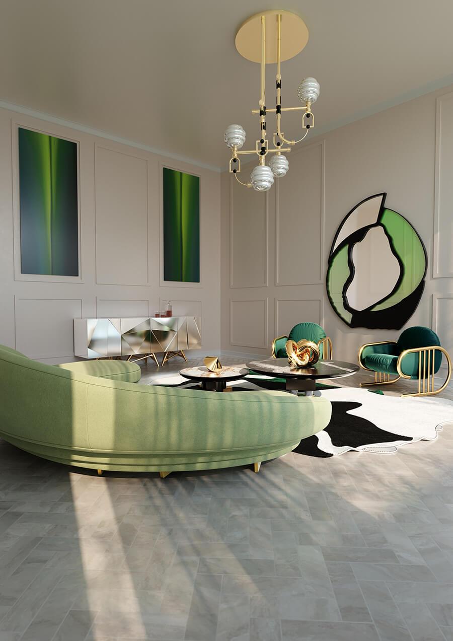 Contemporary Modern Brutalist Shaped Floor and Wall Mirror Green Colored Hammered Glass For Sale