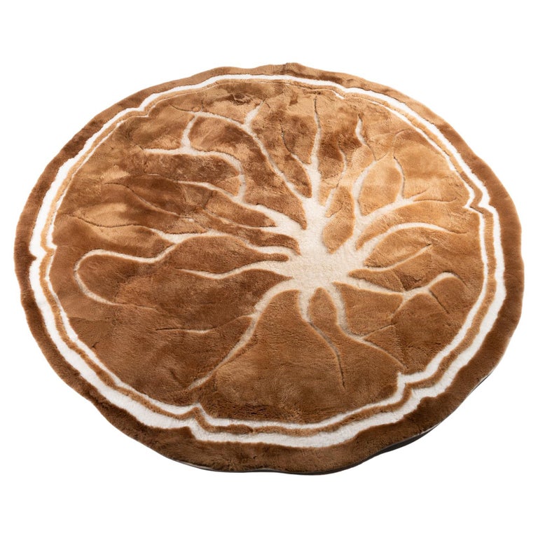 Modern Shearling Camel and Beige Rug - ROOTS - Handmade in France For ...