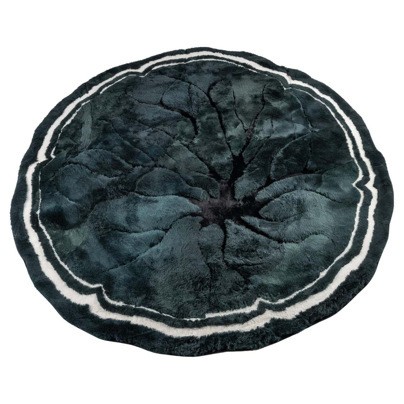Modern Shearling Green and Black Rug - Roots - Handmade in France For ...