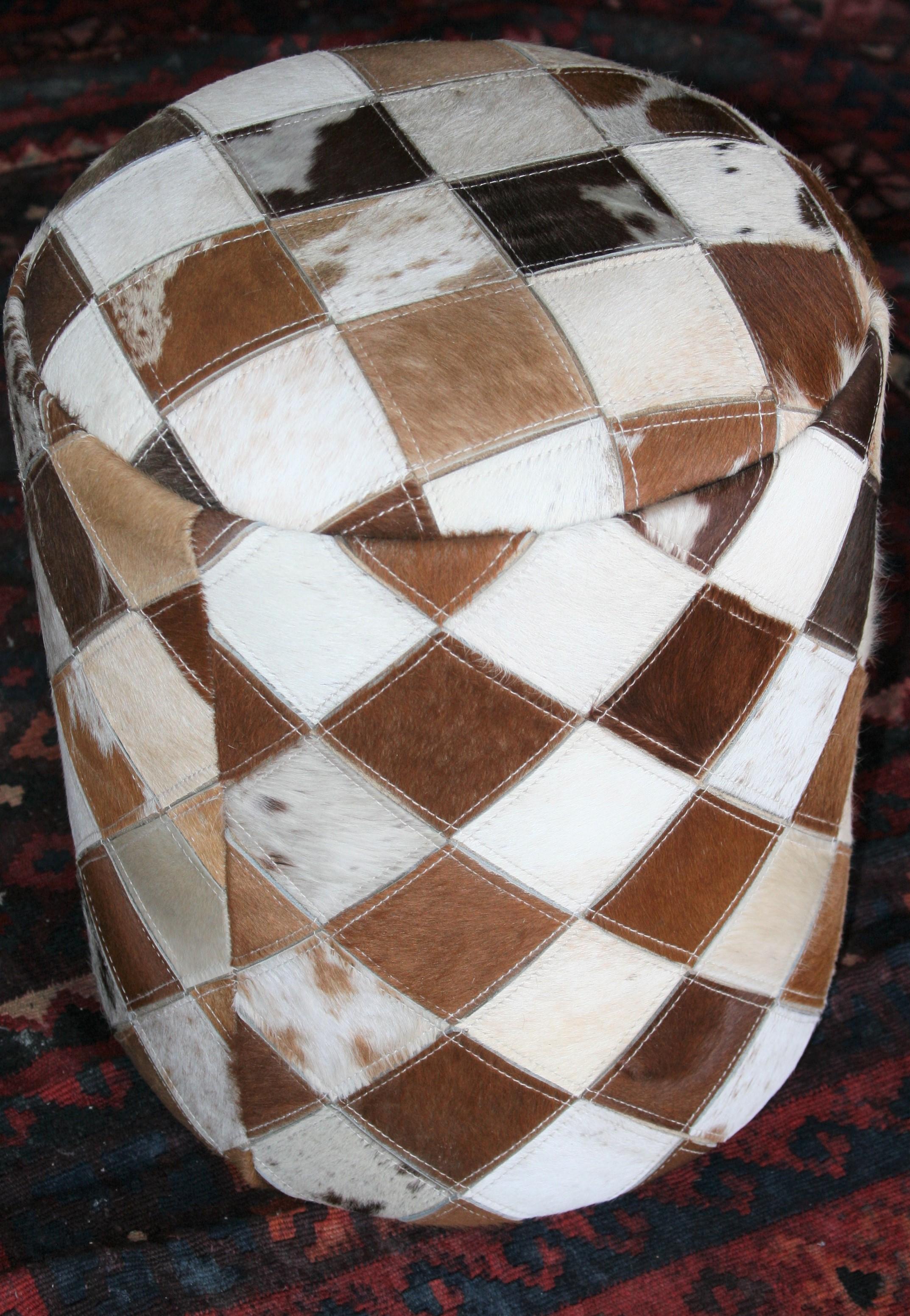 Contemporary Modern Sheep Skin Handcrafted and Handstitched Classic Stools For Sale