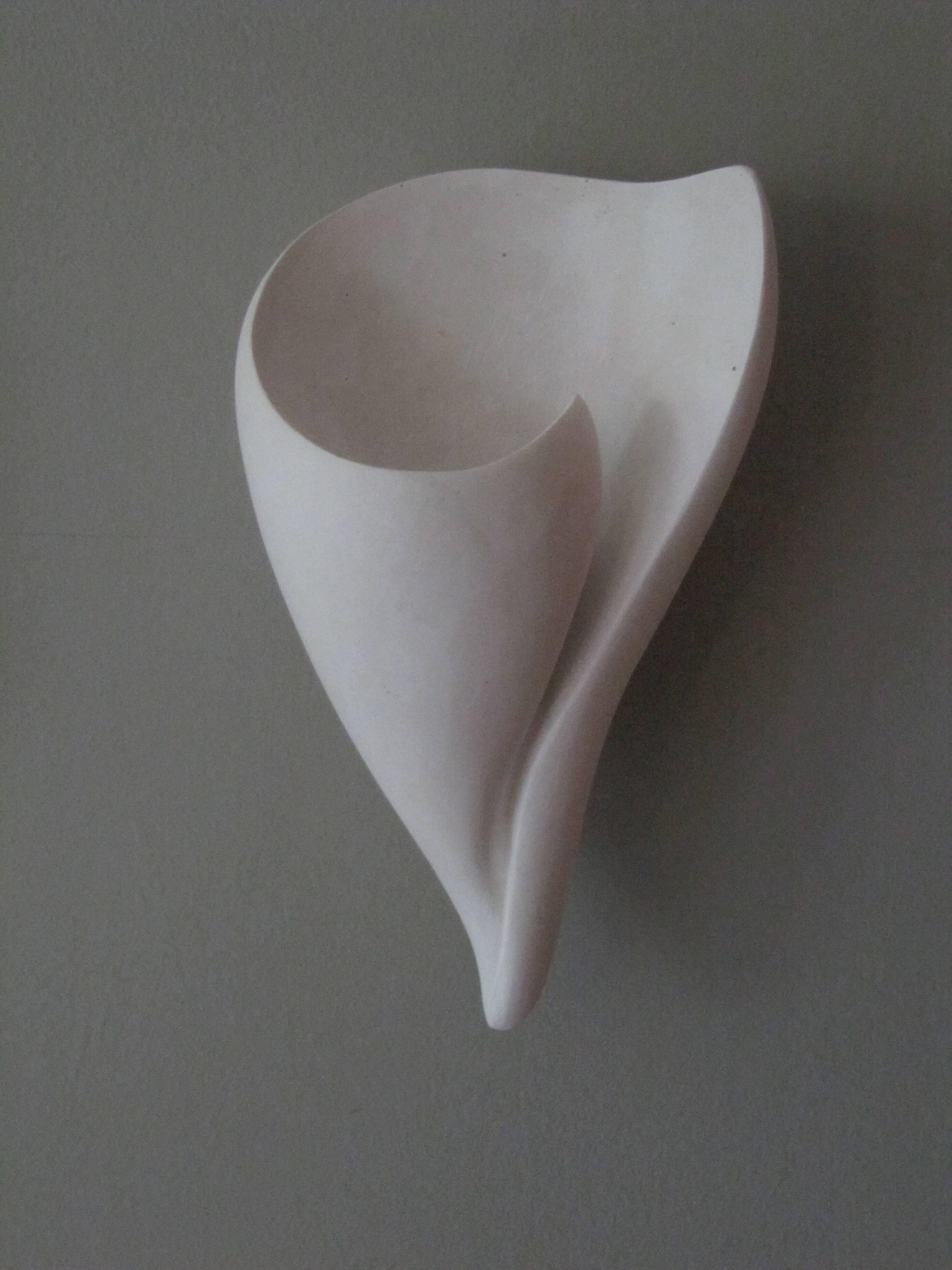 Molded Organic Modern Shell Wall Light/Wall Sconce in White Plaster by Hannah Woodhouse For Sale