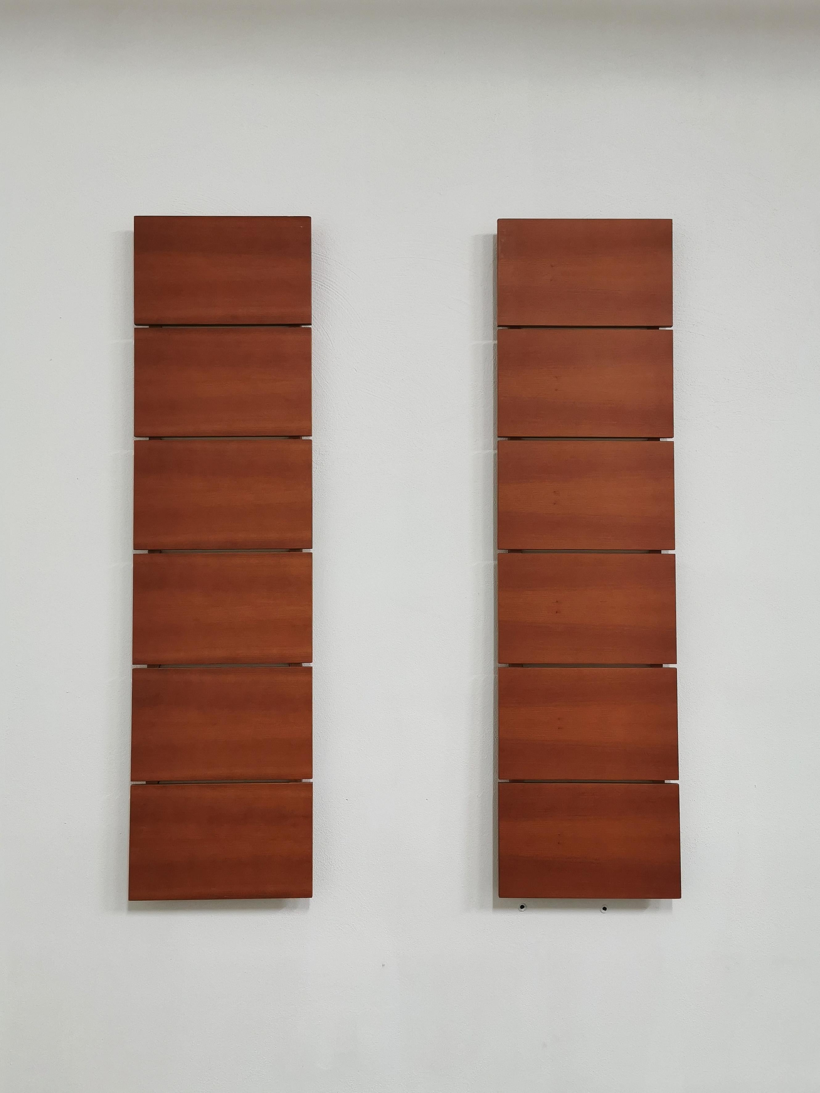 Modern Shelves Wall Cabinets Cherrywood Tempered Glass Calligaris 1990s Set of 2 5