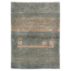 Modern Shiraz Handknotted Abstract Rug in Shades of Blue