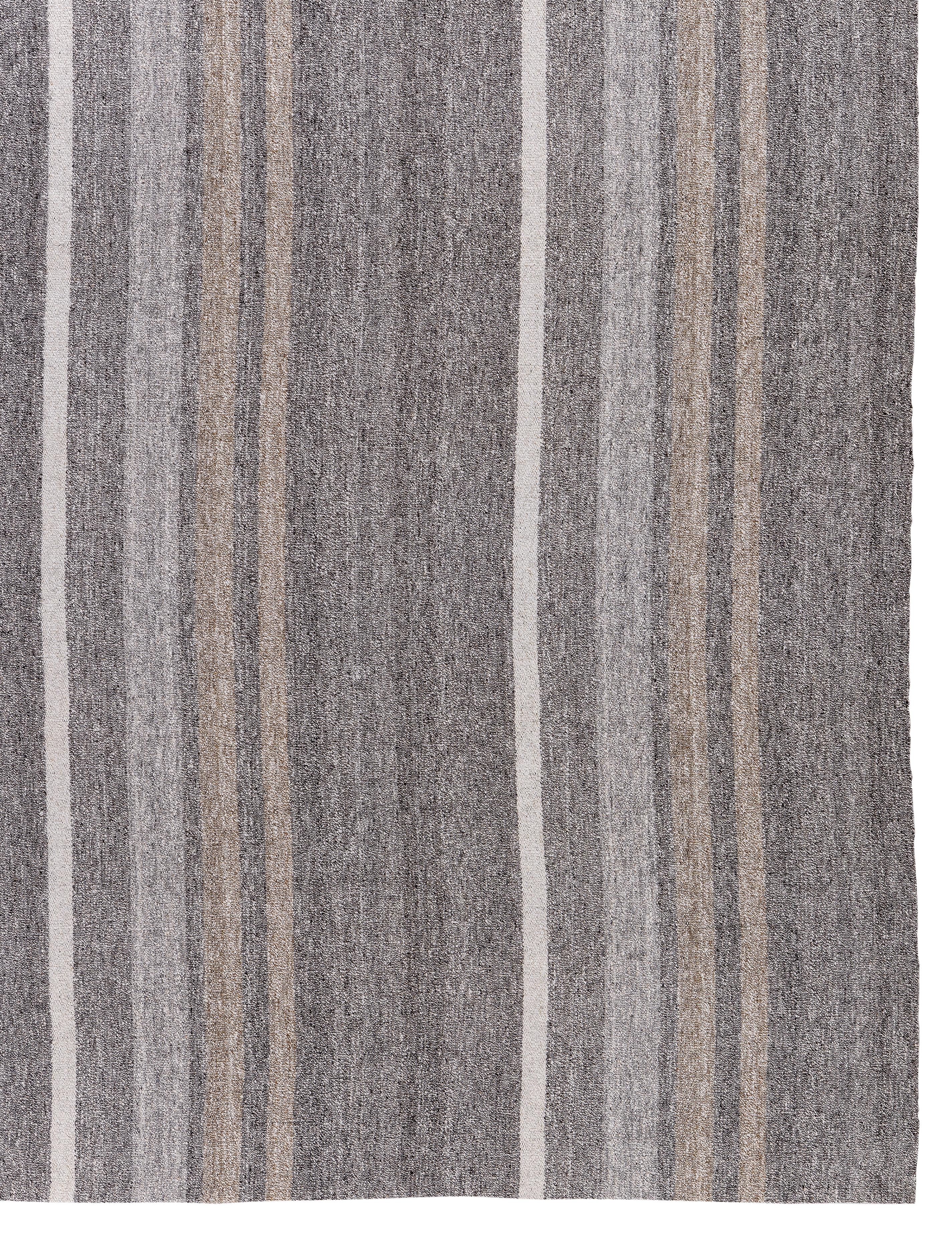 Modernes Shiraz Pelas Flachgewebe - handgesponnene Wolle und Baumwolle, natürlicher grauer Beigeton im Angebot 2