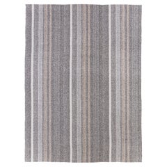 Modern Shiraz Pelas Flatweave — Hand-Spun Wool & Cotton, Natural Gray Beige Tone